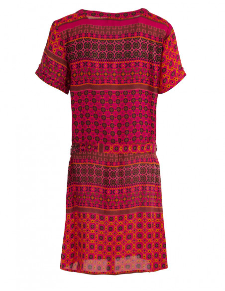 Robe Viscose Manches Courtes Imprime Bol