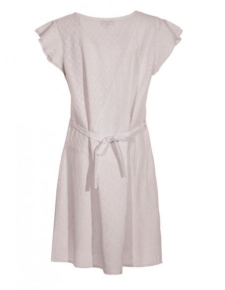 Robe Coton Blanc Brodee Doublee