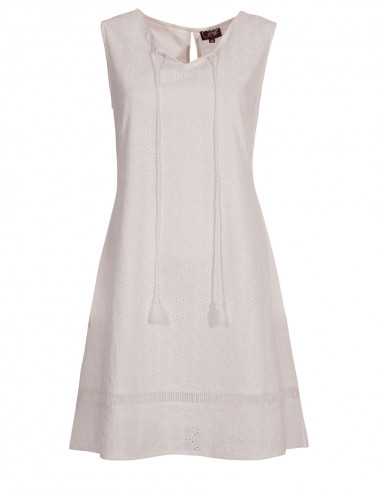 Robe Coton Blanc Brodee Doublee Sans Man