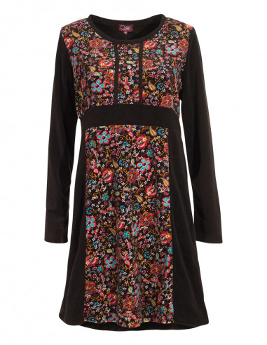 Knitted polyester dress with printemps print