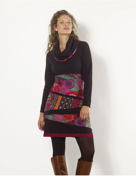 Knitted 97% cotton 3% elastane printed dress