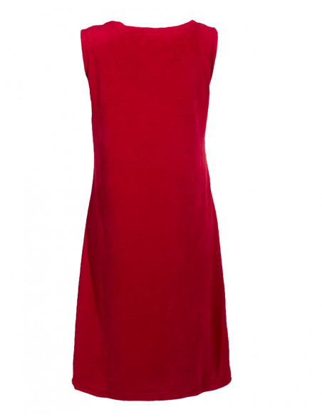 Knitted polyester velvet dress with embroidered sleeves