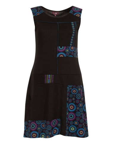 Knitted 95% polyester 5% elastane dress with magic print