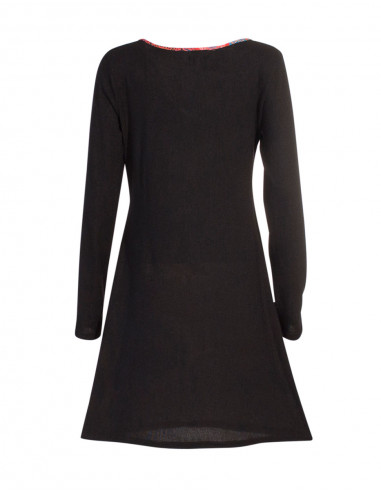 Knitted 97% polyester 3% elastane dress with carnaval print