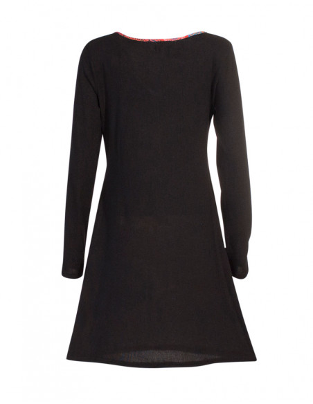 Knitted 97% polyester 3% elastane dress with carnaval print