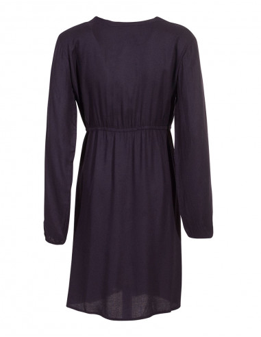 Robe Viscose Brode Mousse Crepe Col V