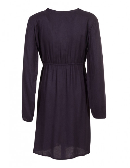 Robe Viscose Brode Mousse Crepe Col V