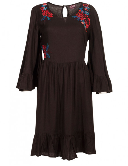 Robe Viscose Brode Mousse Crepe