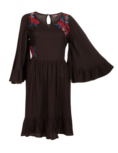 Robe Viscose Brode Mousse Crepe