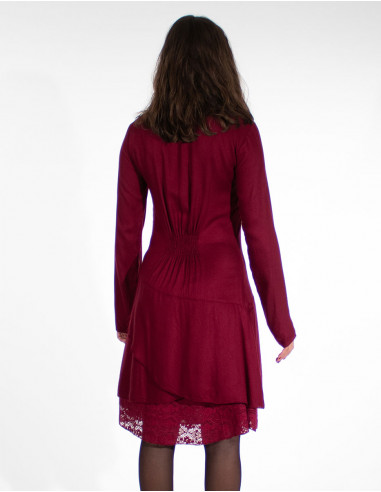 Robe Viscose Panneau Dentelle Coton Brod