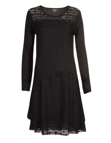 Robe Viscose Panneau Dentelle Coton Brod