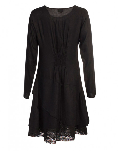 Robe Viscose Panneau Dentelle Coton Brod