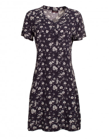 Rayon dress with short sleeves and embroideries