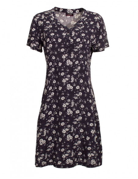 Robe Viscose Manches Courtes Impr Fleurs