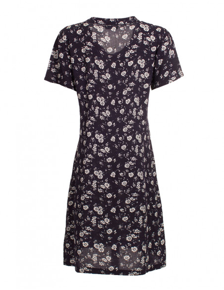 Robe Viscose Manches Courtes Impr Fleurs