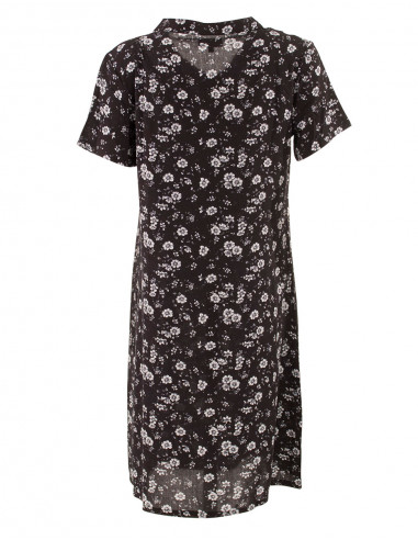 Robe Viscose Manches Courtes Impr Fleurs