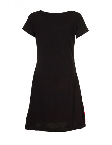 Dress with patch and short sleeves