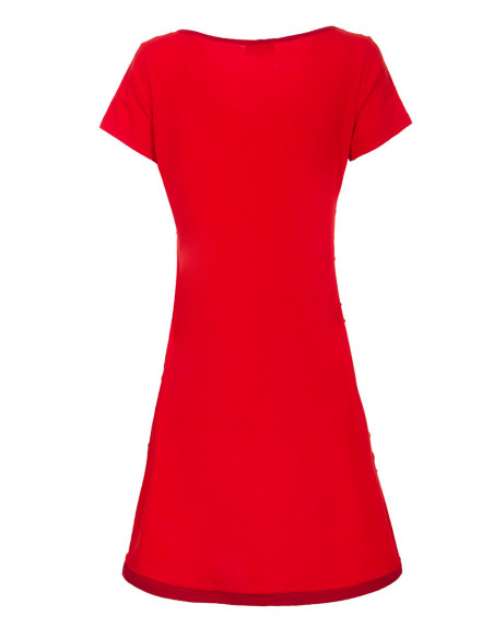 Dress with patch and short sleeves