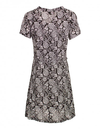 Rayon blouse with short sleeves and fleurette print