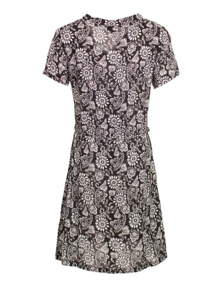 Robe Viscose Manche Courte Imp Fleurette