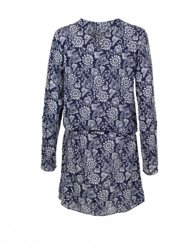 Rayon blouse with long sleeves and fleurette print