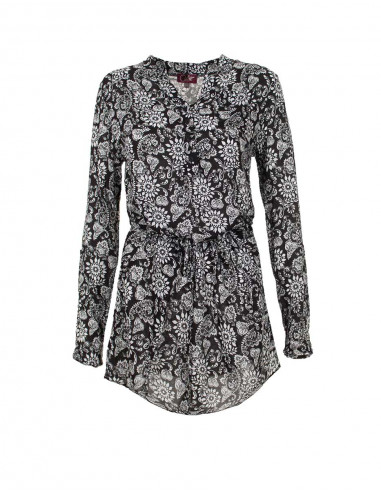 Rayon blouse with long sleeves and fleurette print