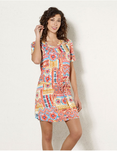 Rayon dress with live print