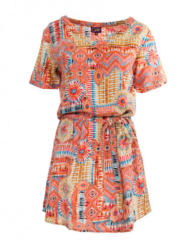 Rayon dress with live print