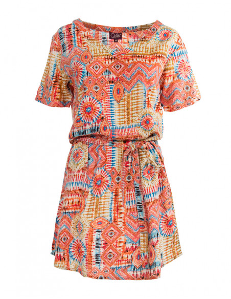 Rayon dress with live print