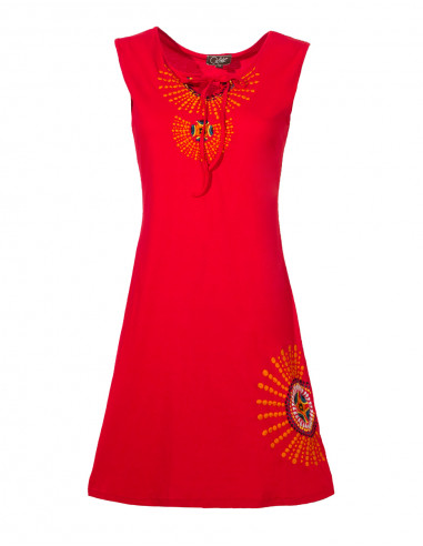 Robe Maille Coton Sans Manches Brodee