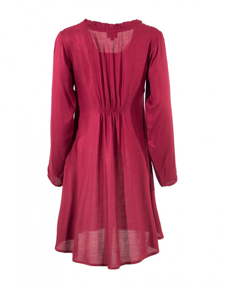 Robe courte viscose col carré