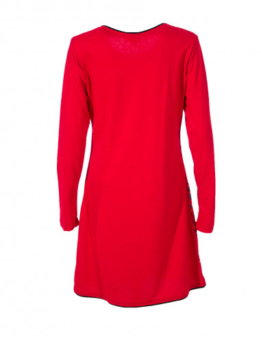 Robe coton imprimée et brodée manches longues