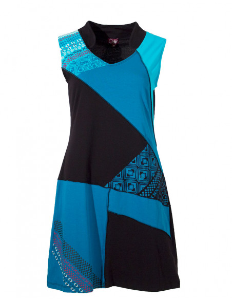 Knitted 97% cotton 3% spandex patch dress