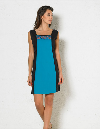 Rayon modal dress with embroideries