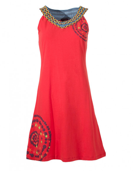 Knitted 97% cotton 3% spandex dress with mandalas print