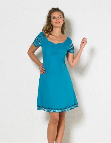Rayon modal dress with embroideries