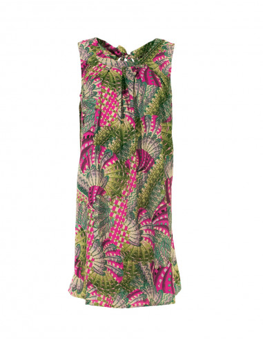 Polyester dress with birds print