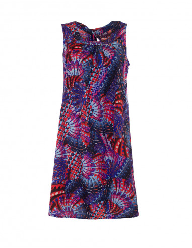 Polyester dress with birds print