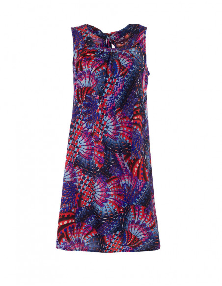 Polyester dress with birds print