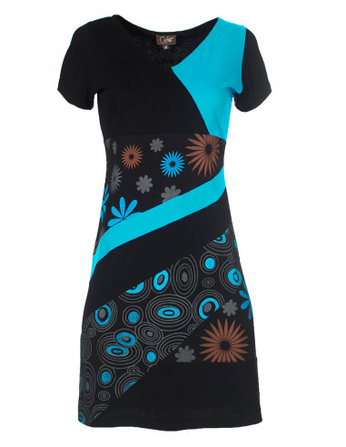 Knitted cotton dress with short sleeves