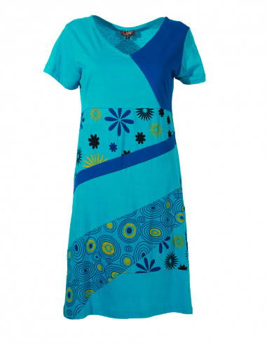 Knitted cotton dress with short sleeves