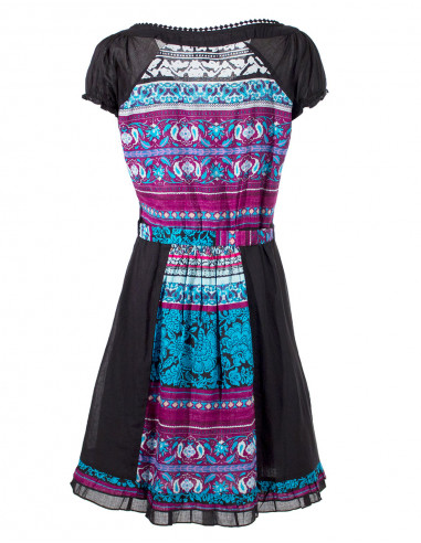 Cotton voile dress with short sleeves