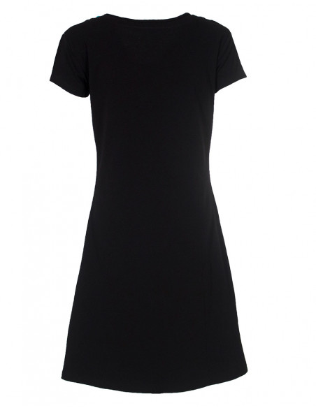 Knitted 97% cotton 3% spandex dress with short sleeves
