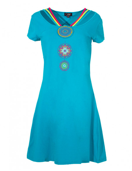 Knitted 97% cotton 3% spandex dress with short sleeves