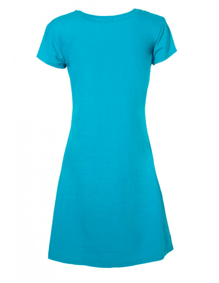 Knitted 97% cotton 3% spandex dress with short sleeves