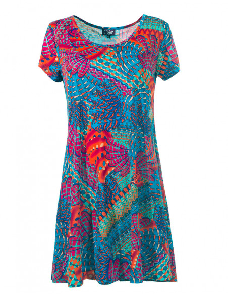 Knitted 96% polyester 4% spandex dress with birds print