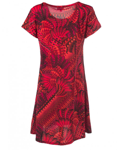Knitted 96% polyester 4% spandex dress with birds print