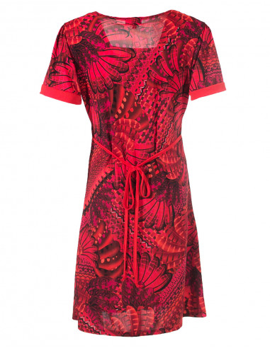 Knitted 96% polyester 4% spandex dress with birds print