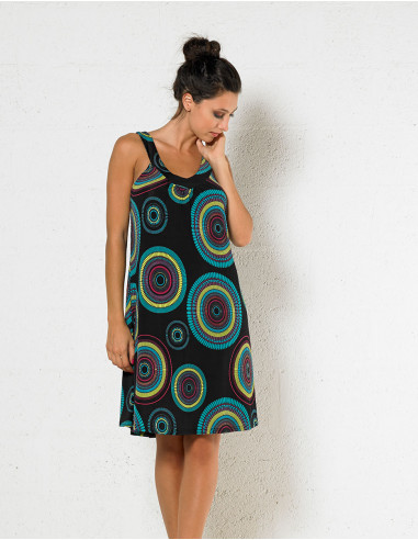 Knitted 96% polyester 4% spandex dress with mandala print