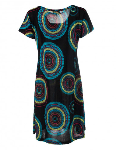 Knitted 96% polyester 4% spandex dress with mandala print
